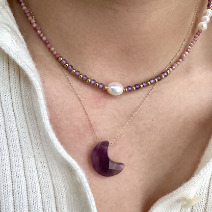 Amethyst Crescent Moon Necklace