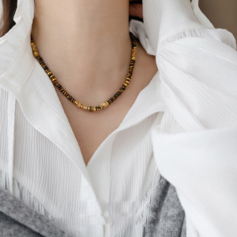 14K Gold Tiger Eye Pendant Necklace