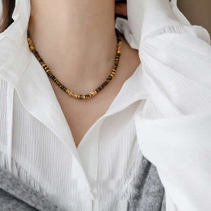 14K Gold Tiger Eye Pendant Necklace