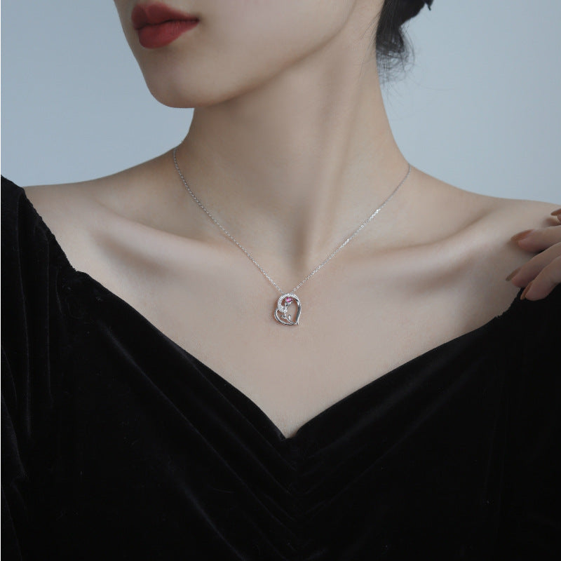 Romantic Ruby Heart S925 Necklace