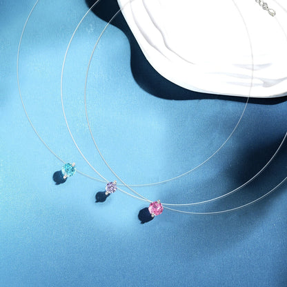 Aquamarine Necklace – Sterling Silver Fish Line