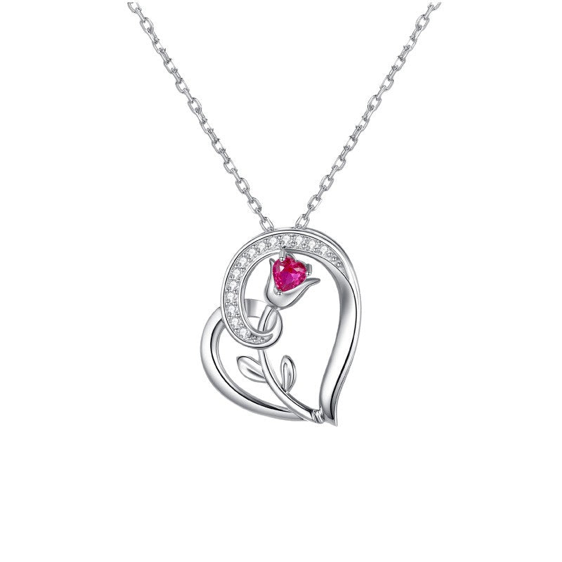 Romantic Ruby Heart S925 Necklace
