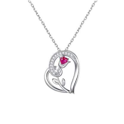 Romantic Ruby Heart S925 Necklace