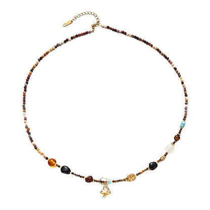 Boho Natural Gemstone Beaded Necklace