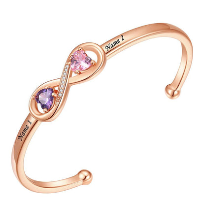 Personalisierter Namensversprechen-Geburtsstein-Unendlichkeitsring