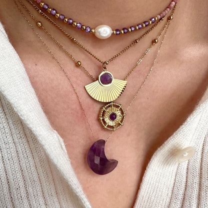 Amethyst Crescent Moon Necklace