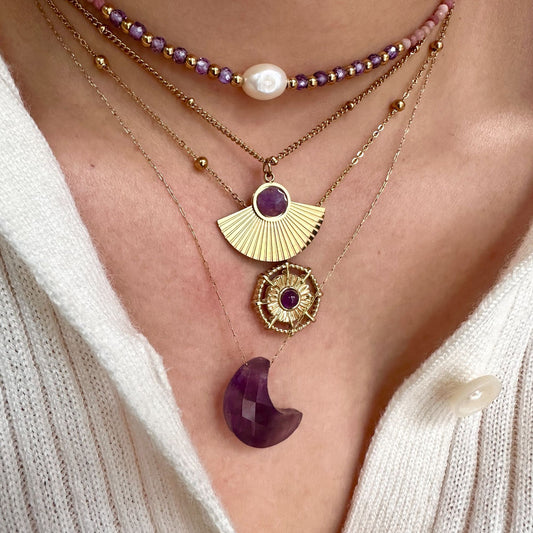 Amethyst Crescent Moon Necklace