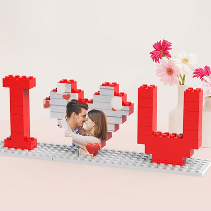 Customized Photo Building Blocks Heart-Shaped Gift