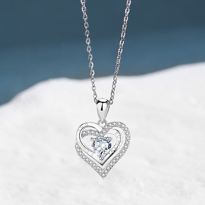 Radiant Heart Halo Silver Necklace