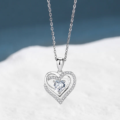 Radiant Heart Halo Silver Necklace