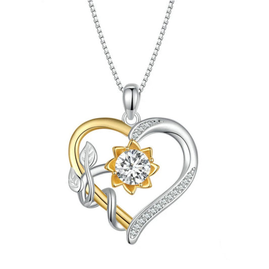 Elegant Heart Flower S925 Necklace