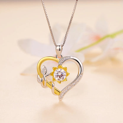Elegant Heart Flower S925 Necklace