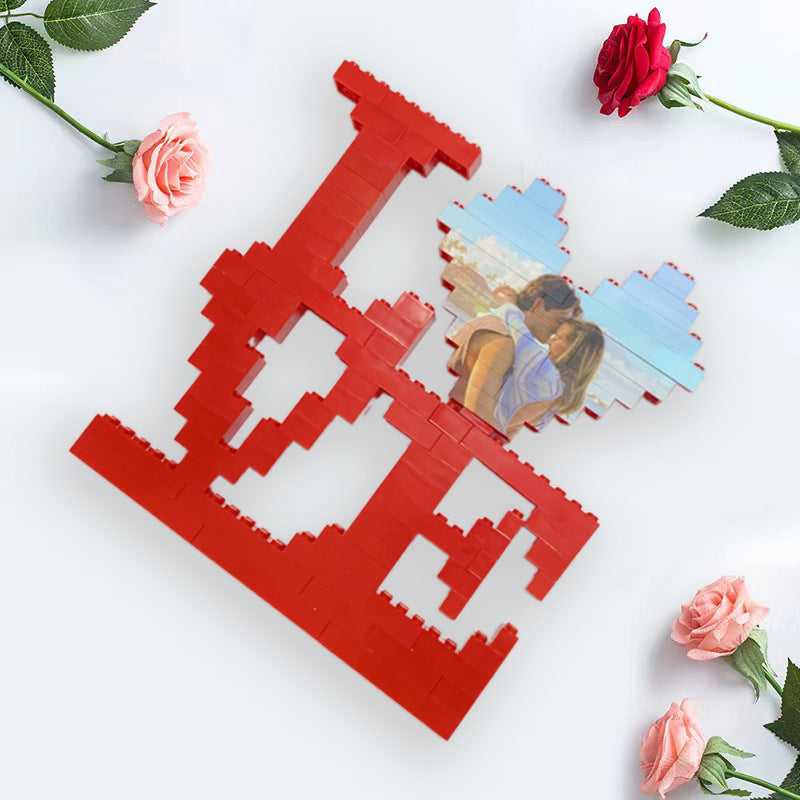 Customized Photo Building Blocks Heart-Shaped Gift