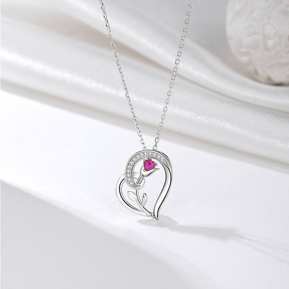 Romantic Ruby Heart S925 Necklace