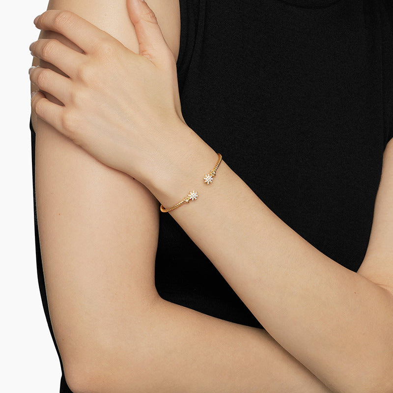 Starburst Open Bangle S925 Bracelet