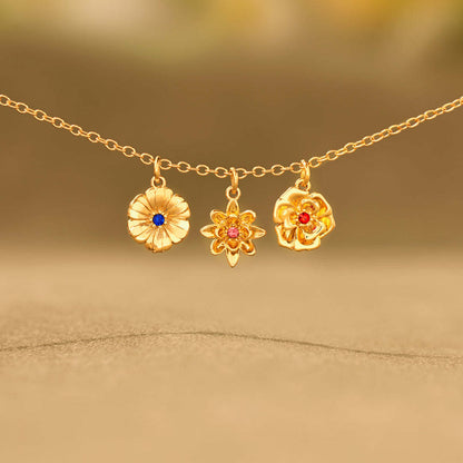 Birth Flower Charm Necklace