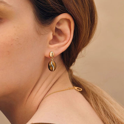 Tiger's Eye Coffee Bean Drop Earrings