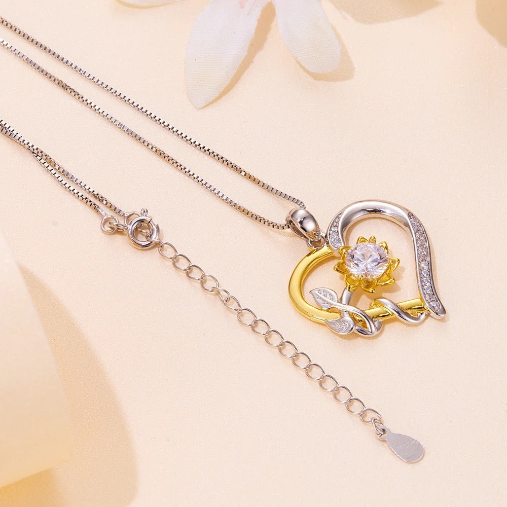 Elegant Heart Flower S925 Necklace