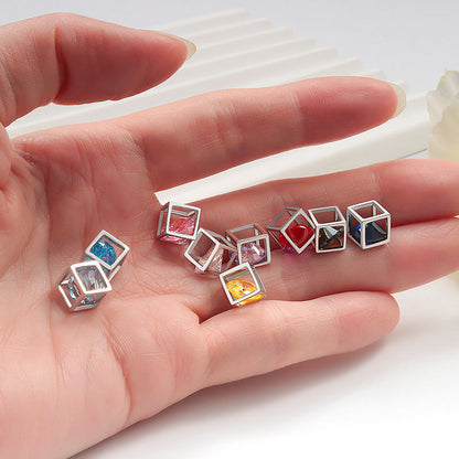Birthstone Cube Pendant Necklace