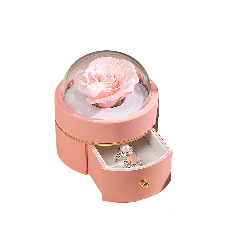 Everlasting Rose Jewelry Box For Valentine's Day Proposal Ring Necklace Jewelry