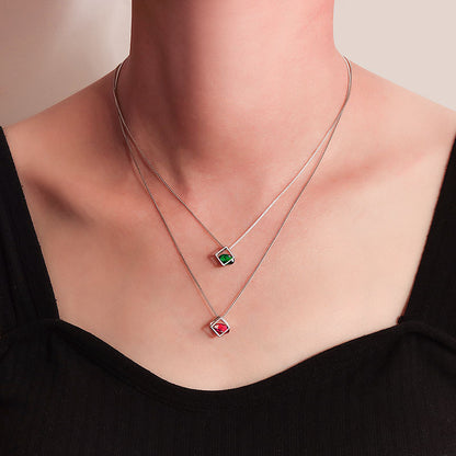 Birthstone Cube Pendant Necklace