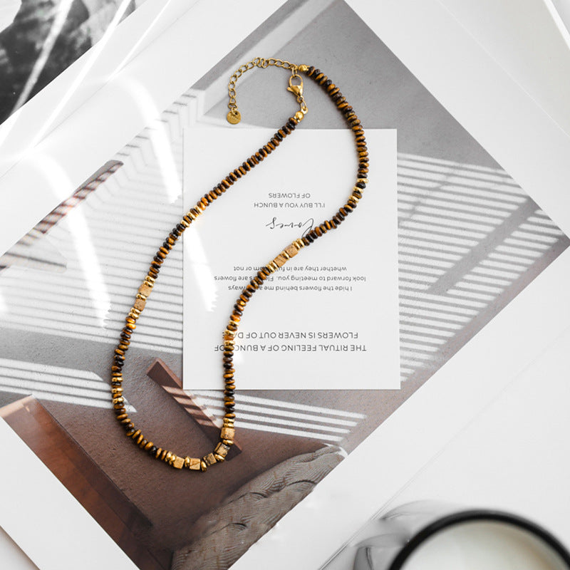 14K Gold Tiger Eye Pendant Necklace