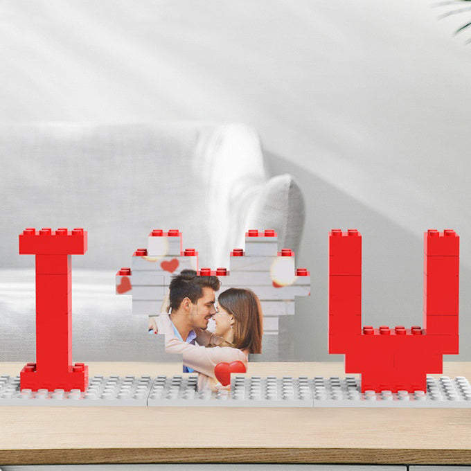 Customized Photo Building Blocks Heart-Shaped Gift