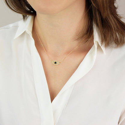 Evil Eye Necklace – Sterling Silver & Blue CZ