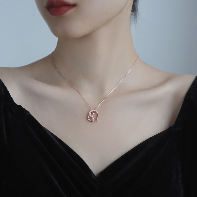 Romantic Ruby Heart S925 Necklace