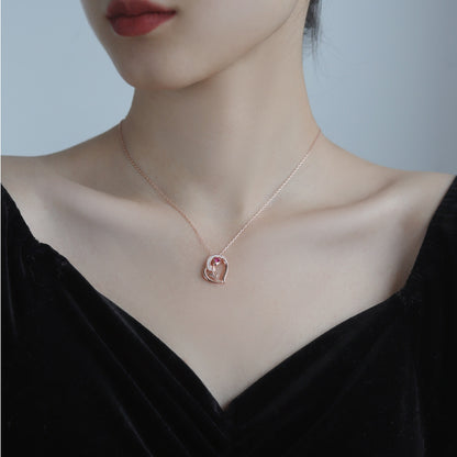 Romantic Ruby Heart S925 Necklace