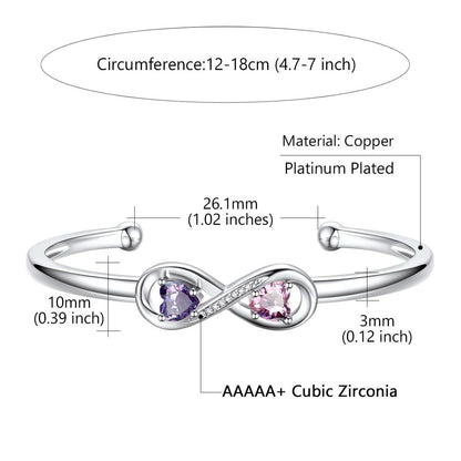 Personalisierter Namensversprechen-Geburtsstein-Unendlichkeitsring
