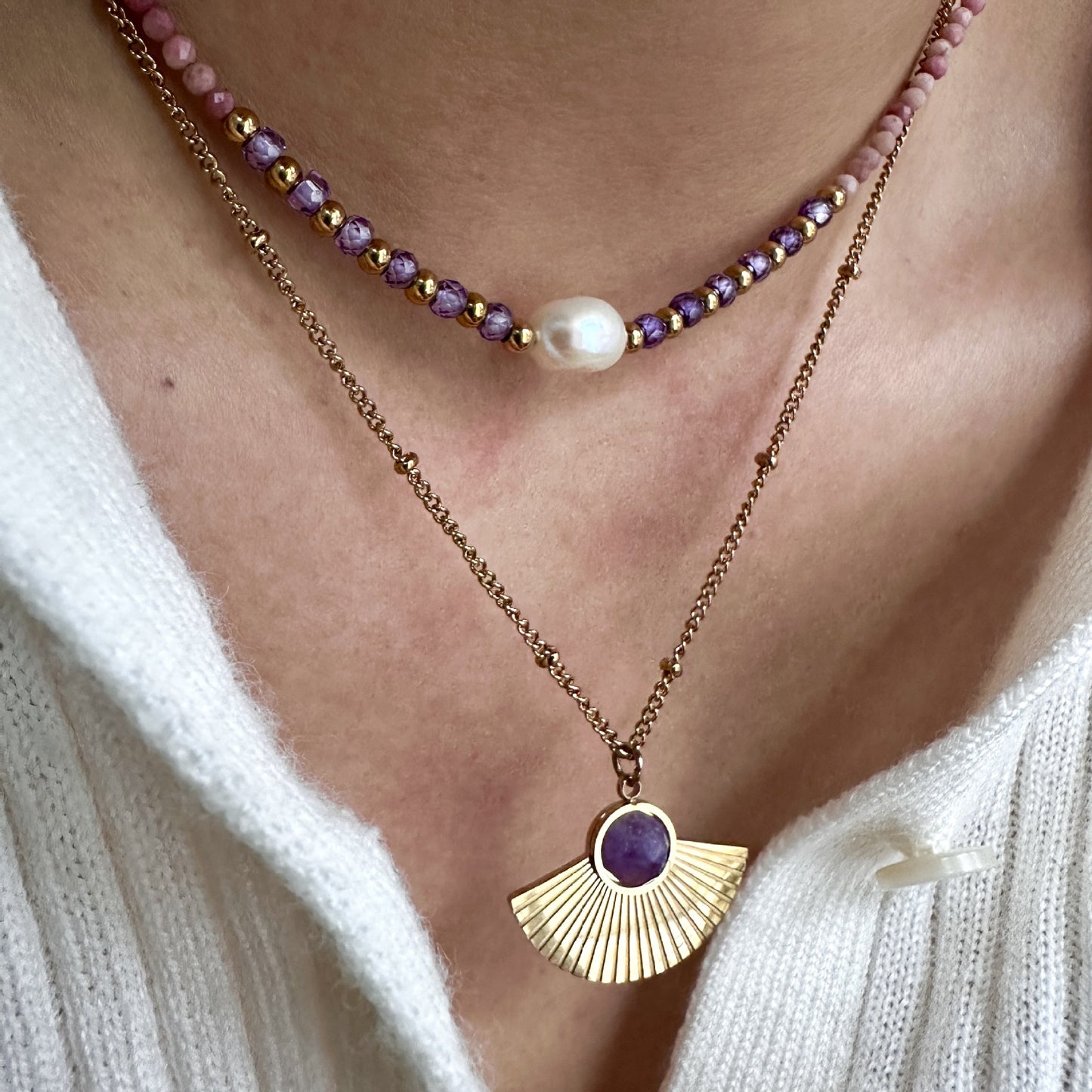 Amethyst Crescent Moon Necklace
