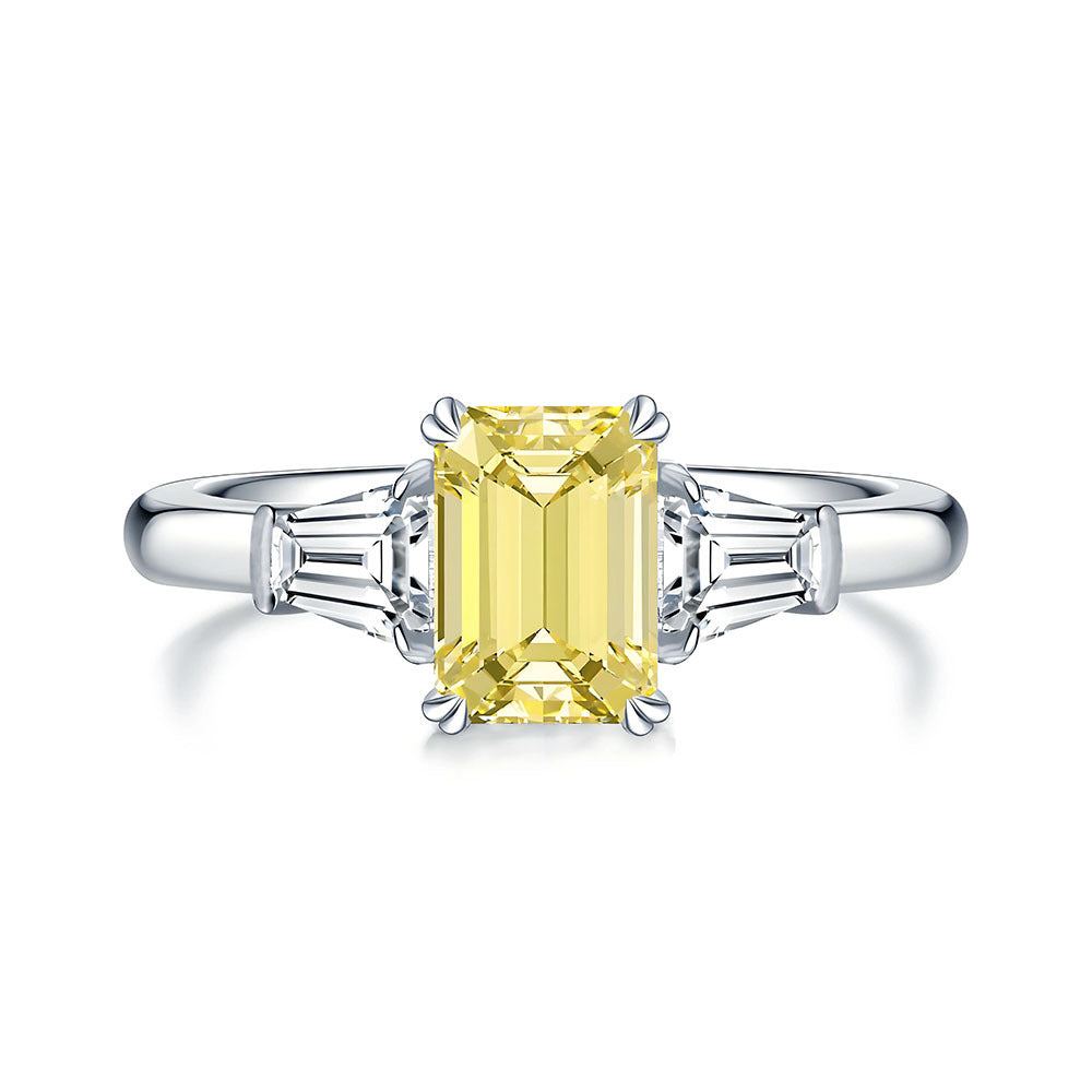 Elegant Emerald-Cut S925 Silver Ring