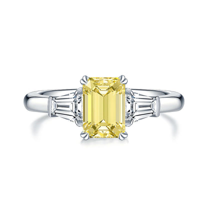 Elegant Emerald-Cut S925 Silver Ring