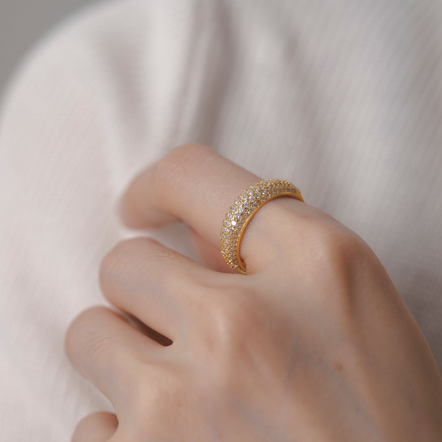 Cuban Link Ring – Sterling Silver Pavé