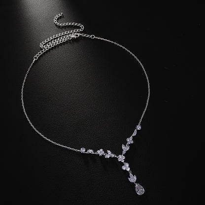 Zirconia Elegant Teardrop Pavé Necklace