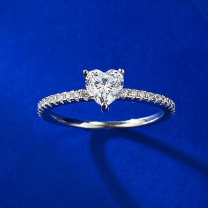 Elegant Heart Silver Zircon Ring