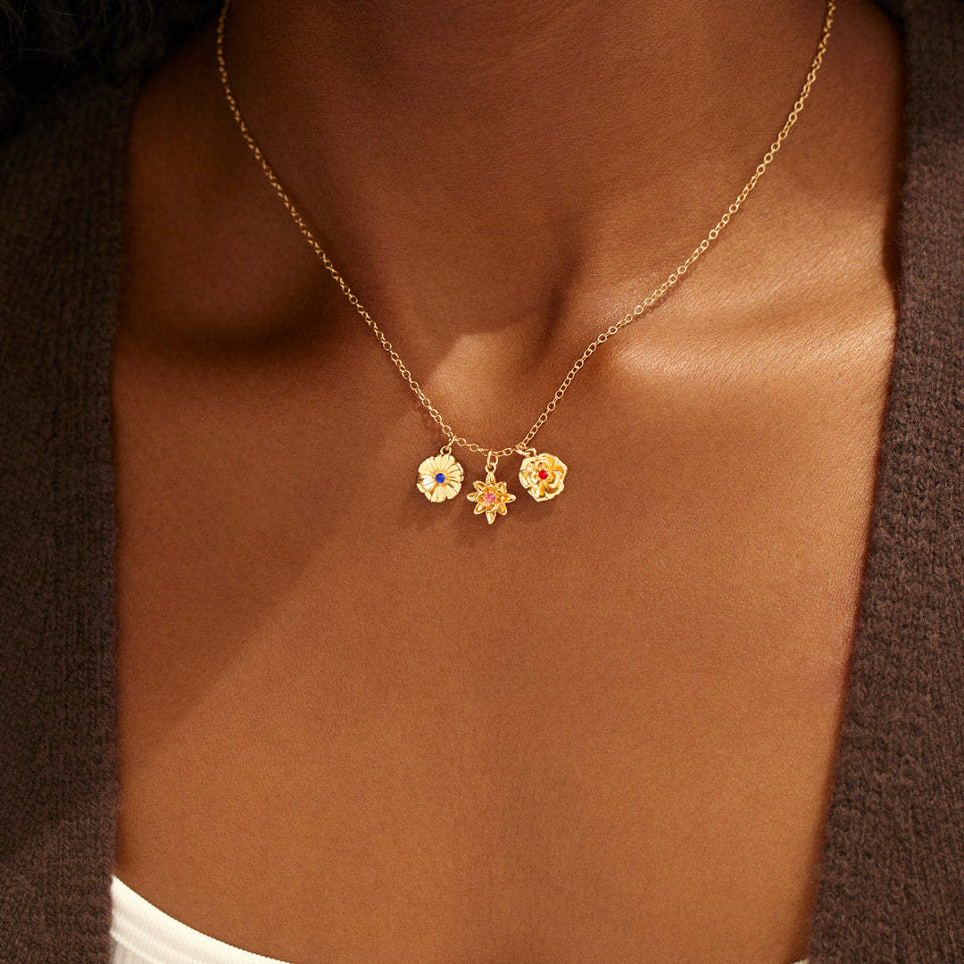 Birth Flower Charm Necklace