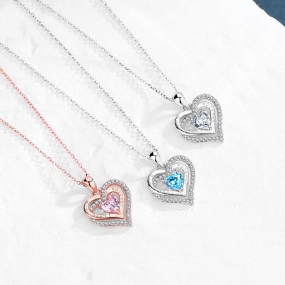 Radiant Heart Halo Silver Necklace