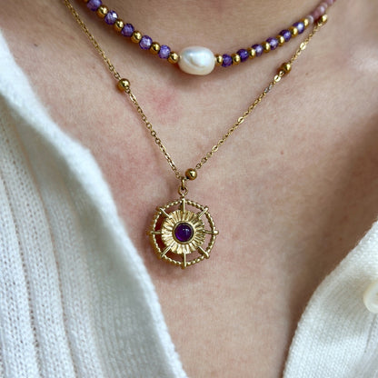 Amethyst Crescent Moon Necklace
