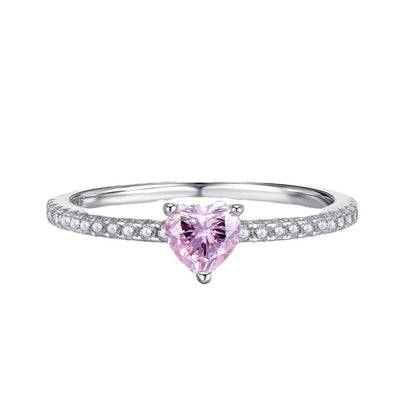 Elegant Heart Silver Zircon Ring
