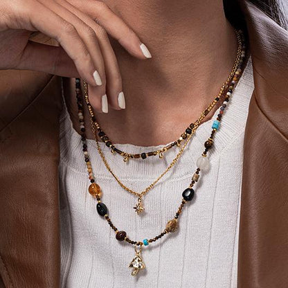 Boho Natural Gemstone Beaded Necklace