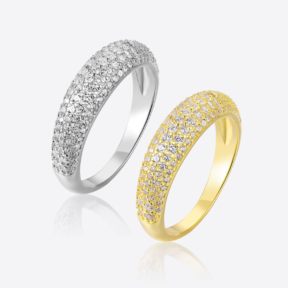 Cuban Link Ring – Sterling Silver Pavé