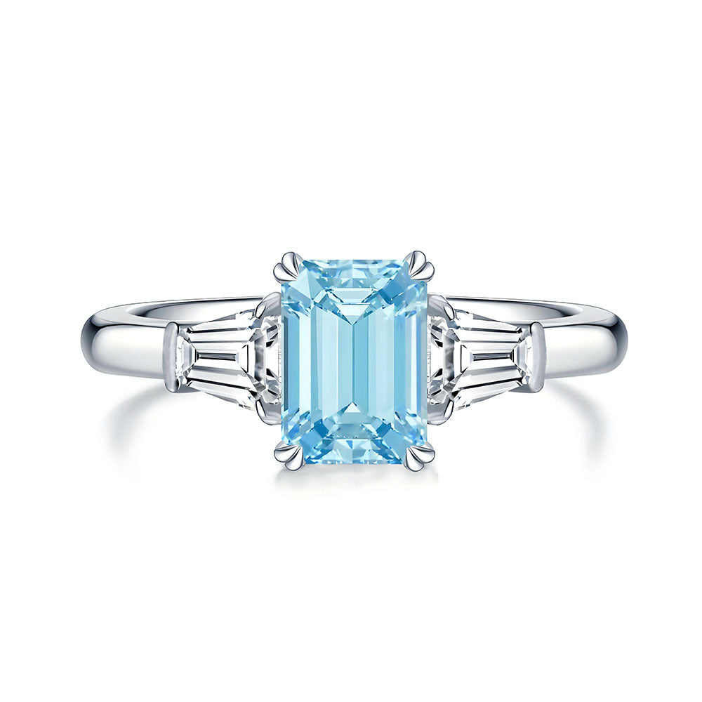 Elegant Emerald-Cut S925 Silver Ring