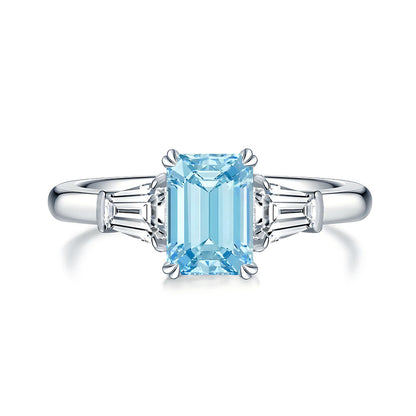 Elegant Emerald-Cut S925 Silver Ring