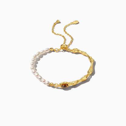 Tiger Eye & Freshwater Pearl Bracelet