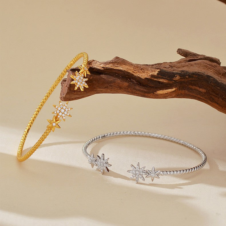 Starburst Open Bangle S925 Bracelet