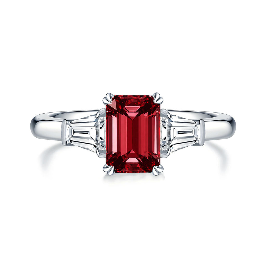 Elegant Emerald-Cut S925 Silver Ring