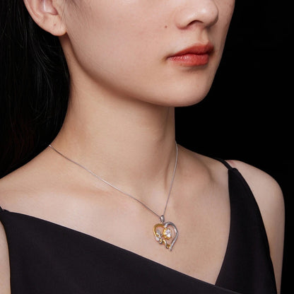 Elegant Heart Flower S925 Necklace