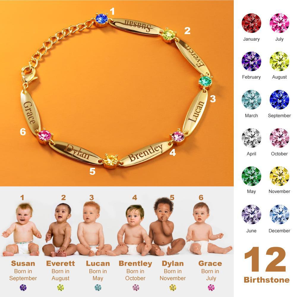 Personalized Birthstone & Engraved Name Bracelet
